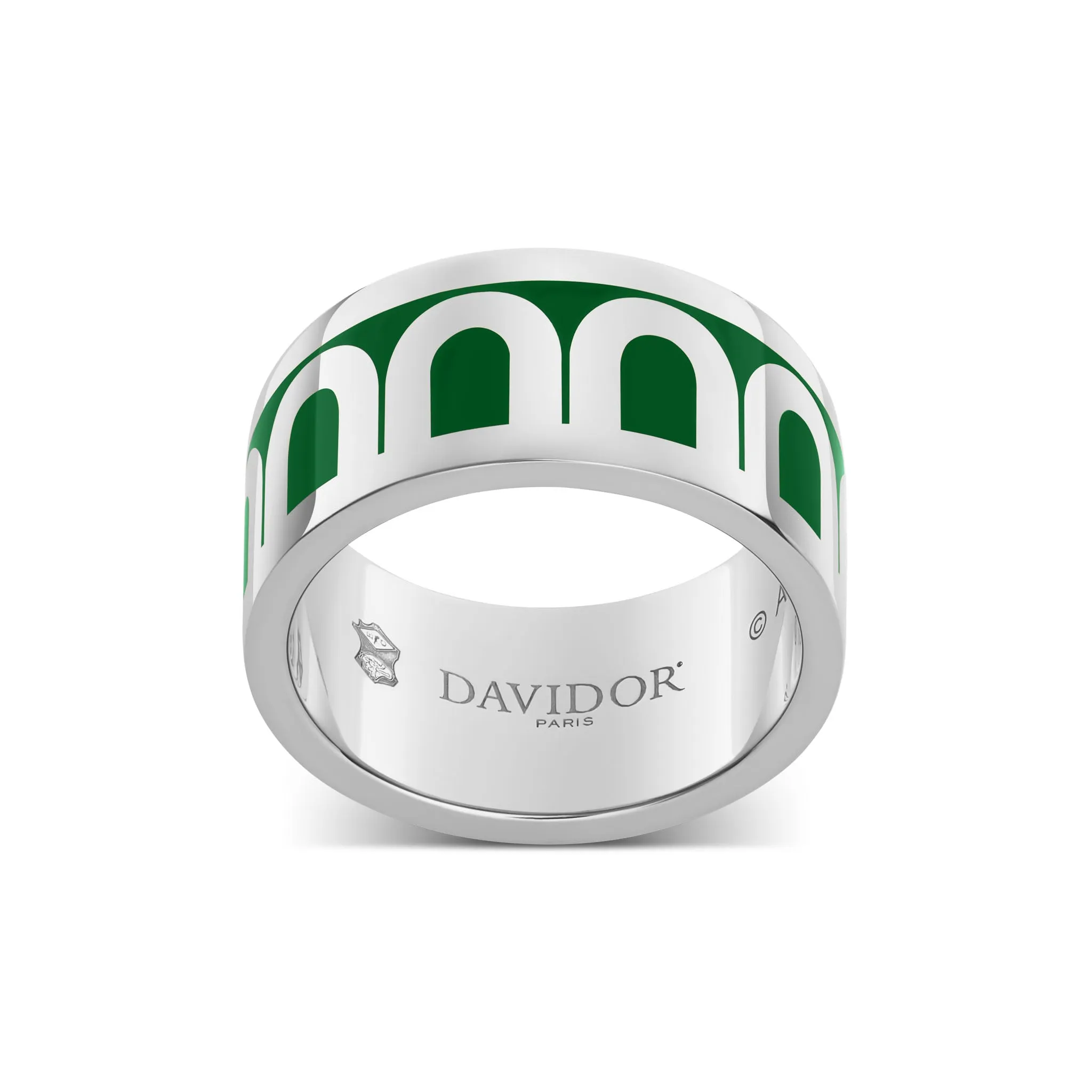 Sur-Mesure L'Arc de DAVIDOR Ring GM, 18k White Gold with Palais Royal Lacquered Ceramic