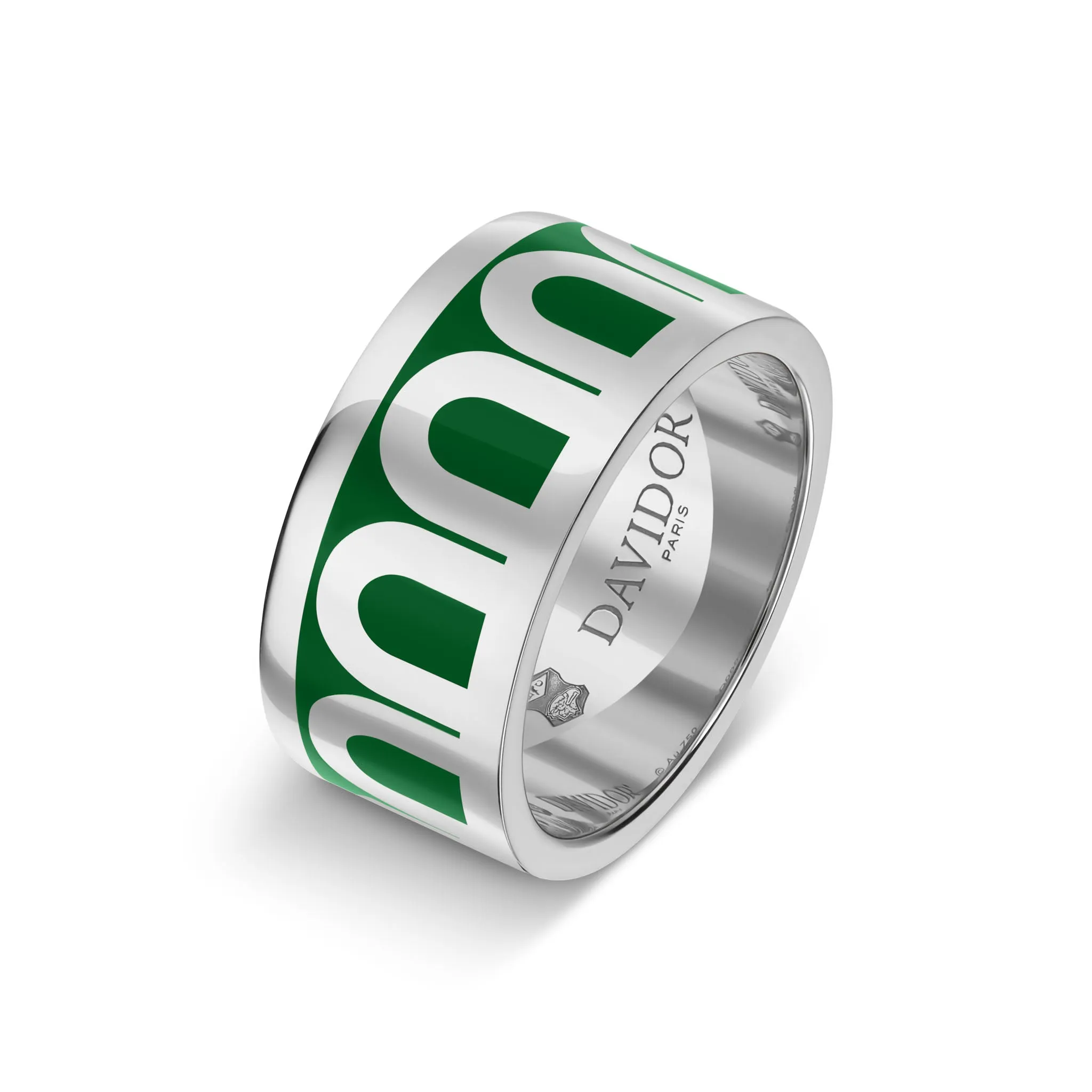 Sur-Mesure L'Arc de DAVIDOR Ring GM, 18k White Gold with Palais Royal Lacquered Ceramic