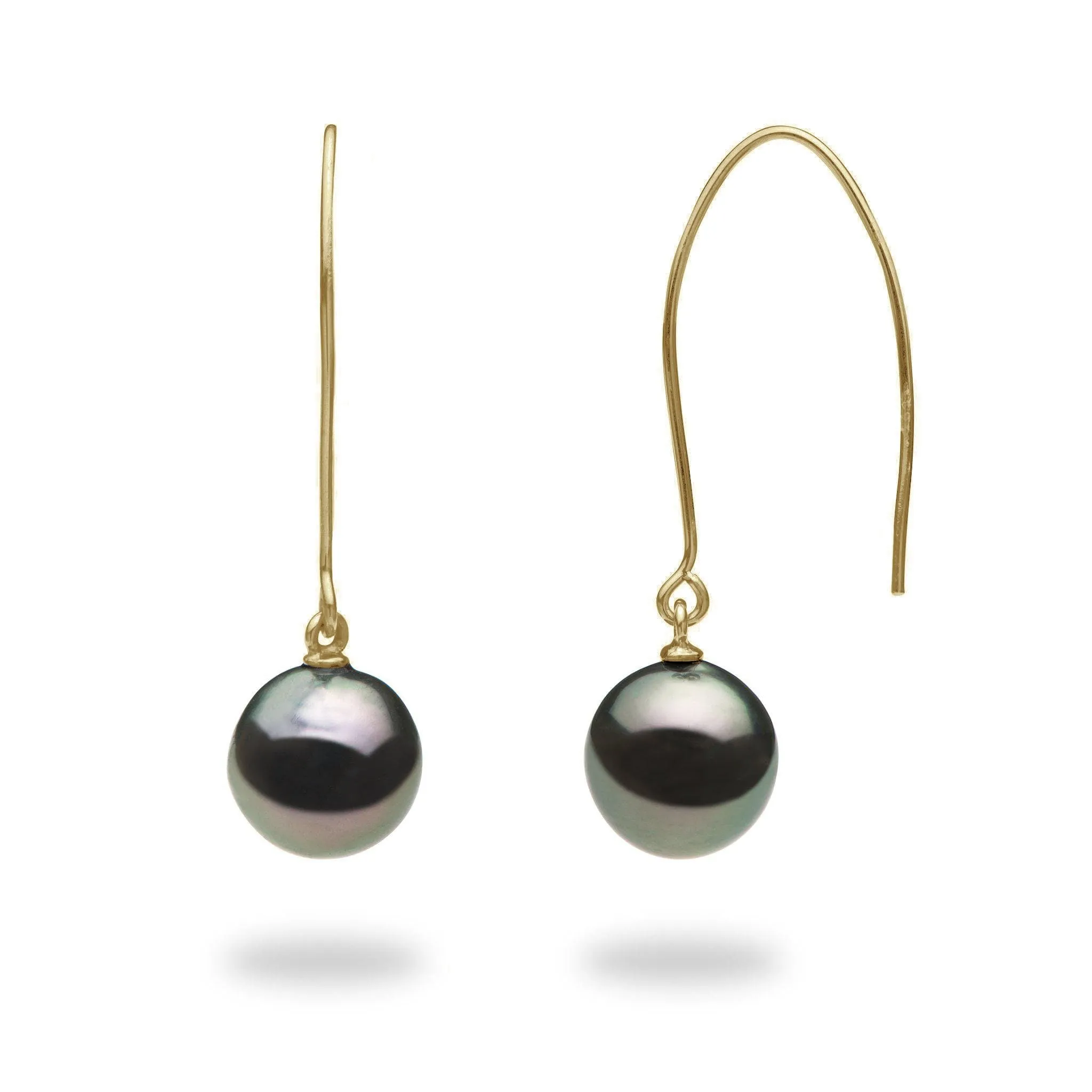 Tahitian Black Pearl Earrings in Gold - 9-10mm