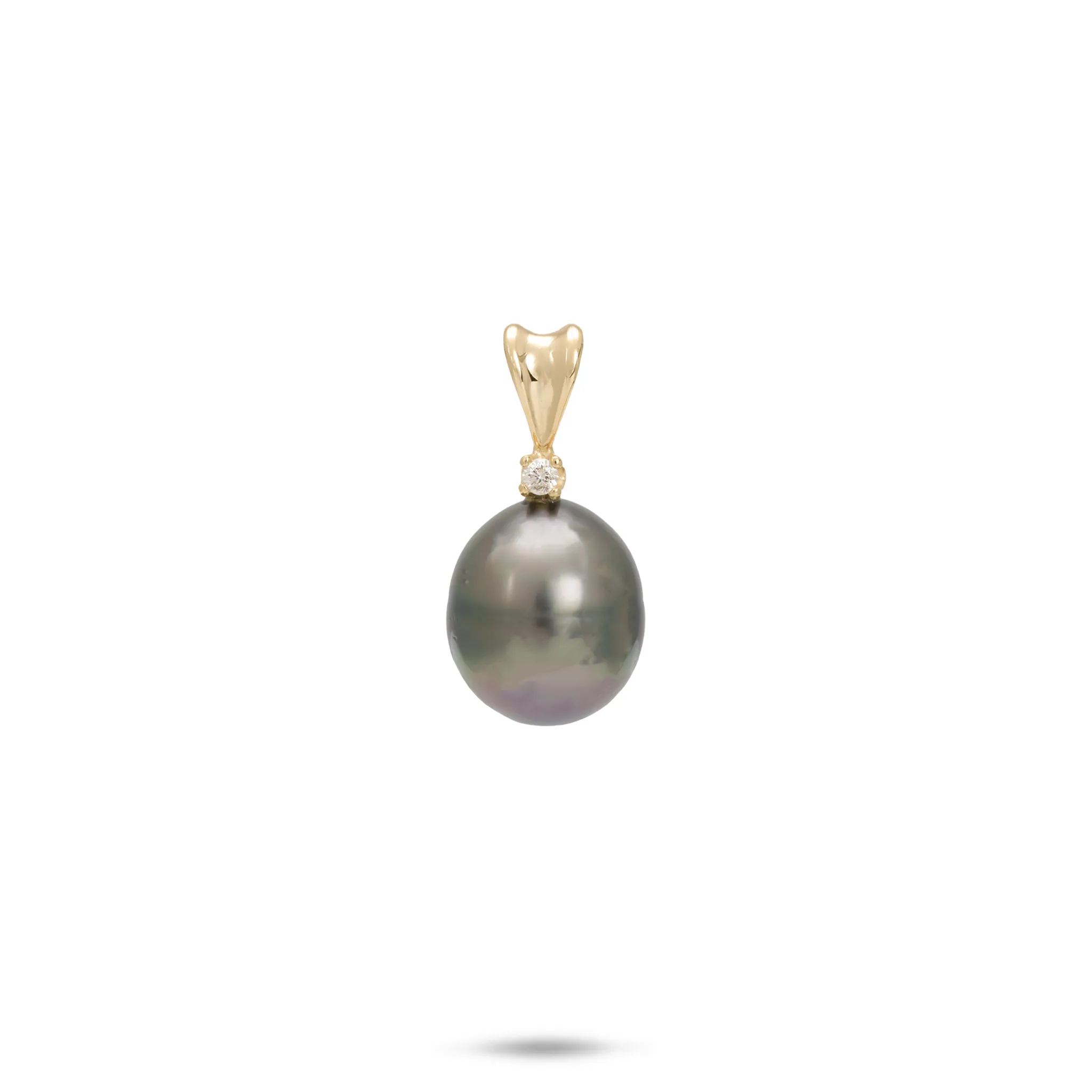 Tahitian Black Pearl Pendant in Gold with Diamond - 8-9mm