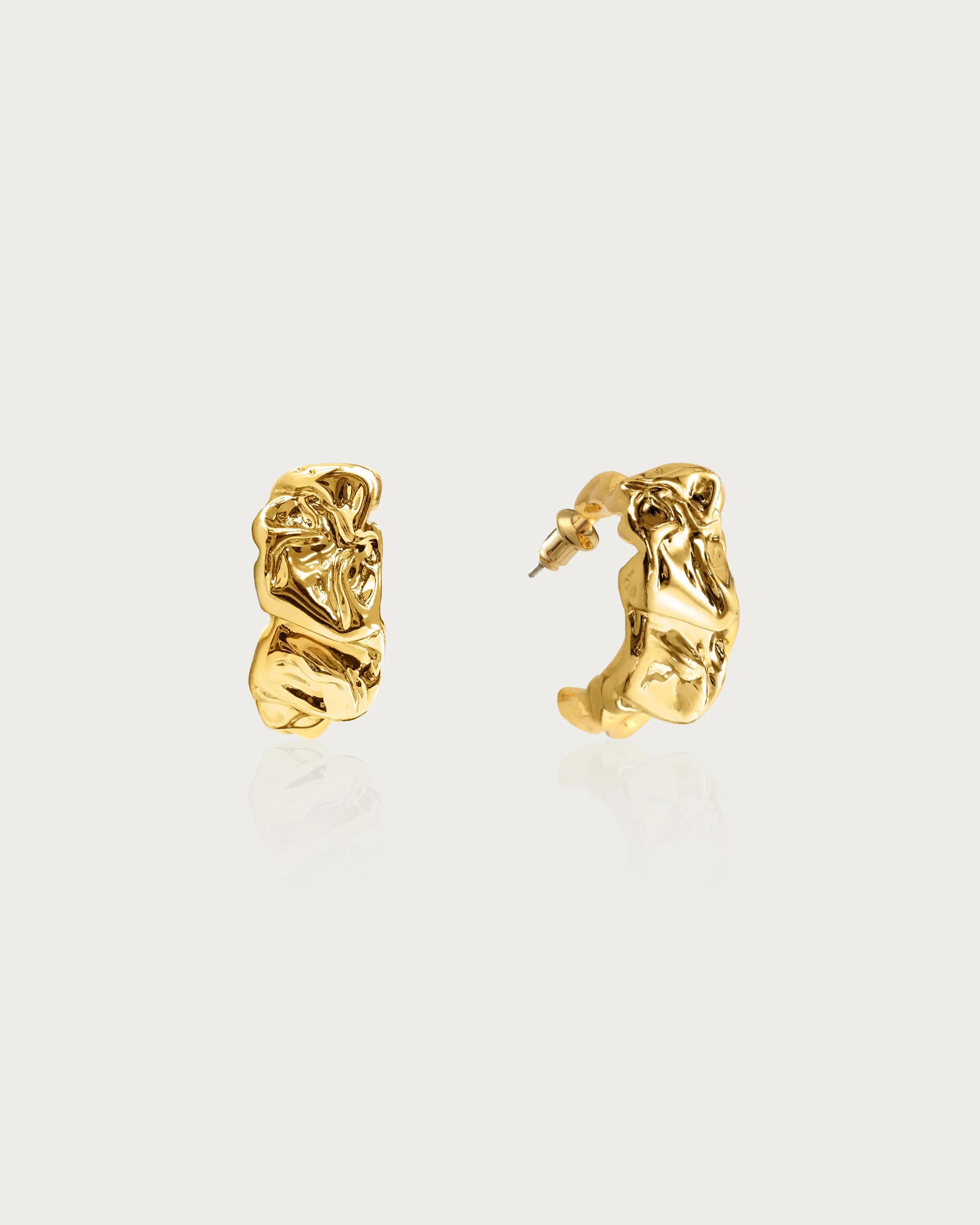 Textured Molten Earrings in Gold