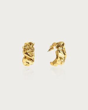 Textured Molten Earrings in Gold