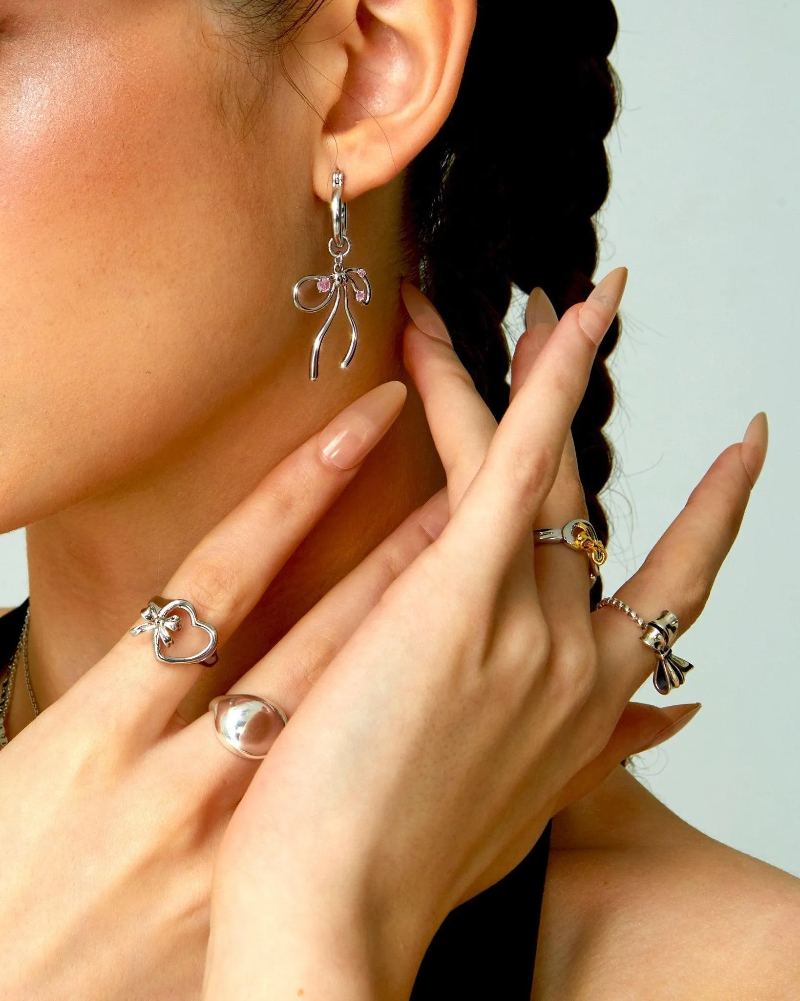 The Miffy Earrings in Pink Silver