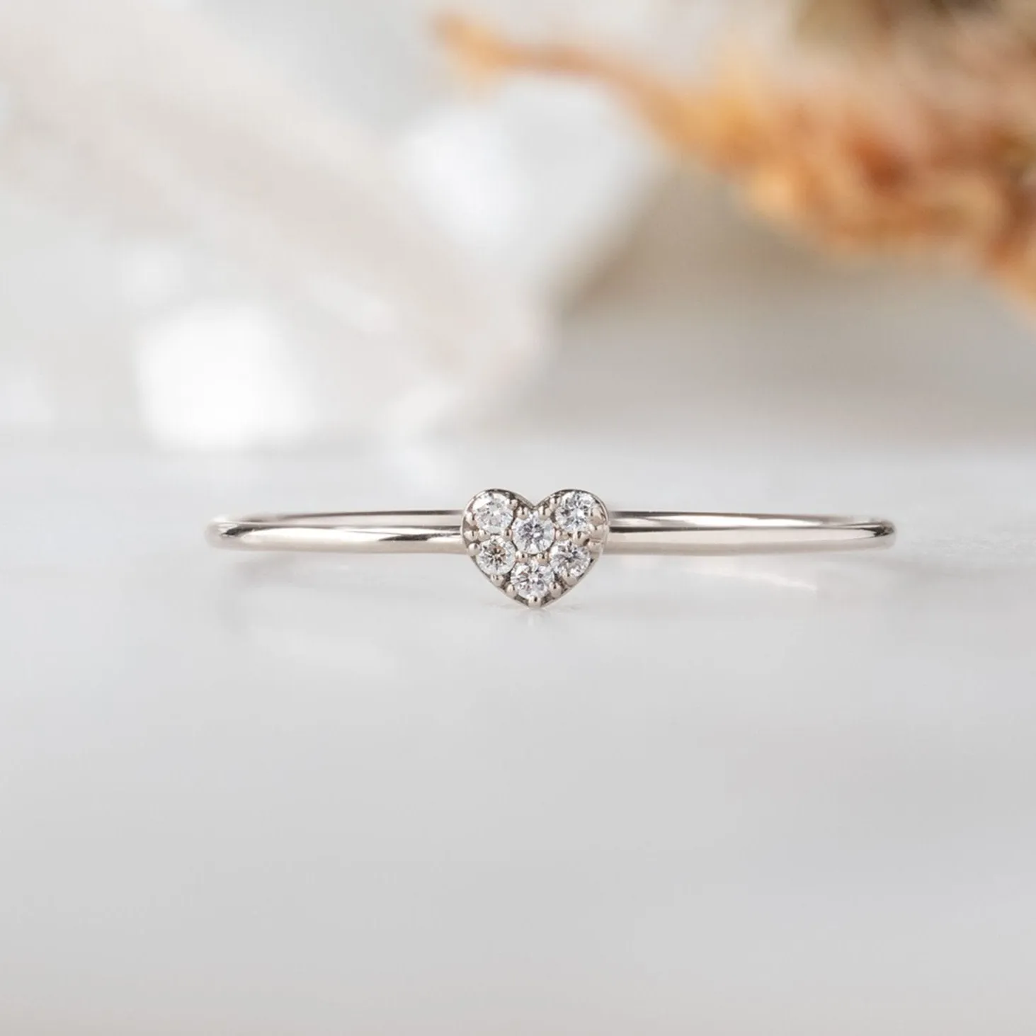 The Sweetheart White Diamond Pav Ring | Yellow, Rose or White Gold
