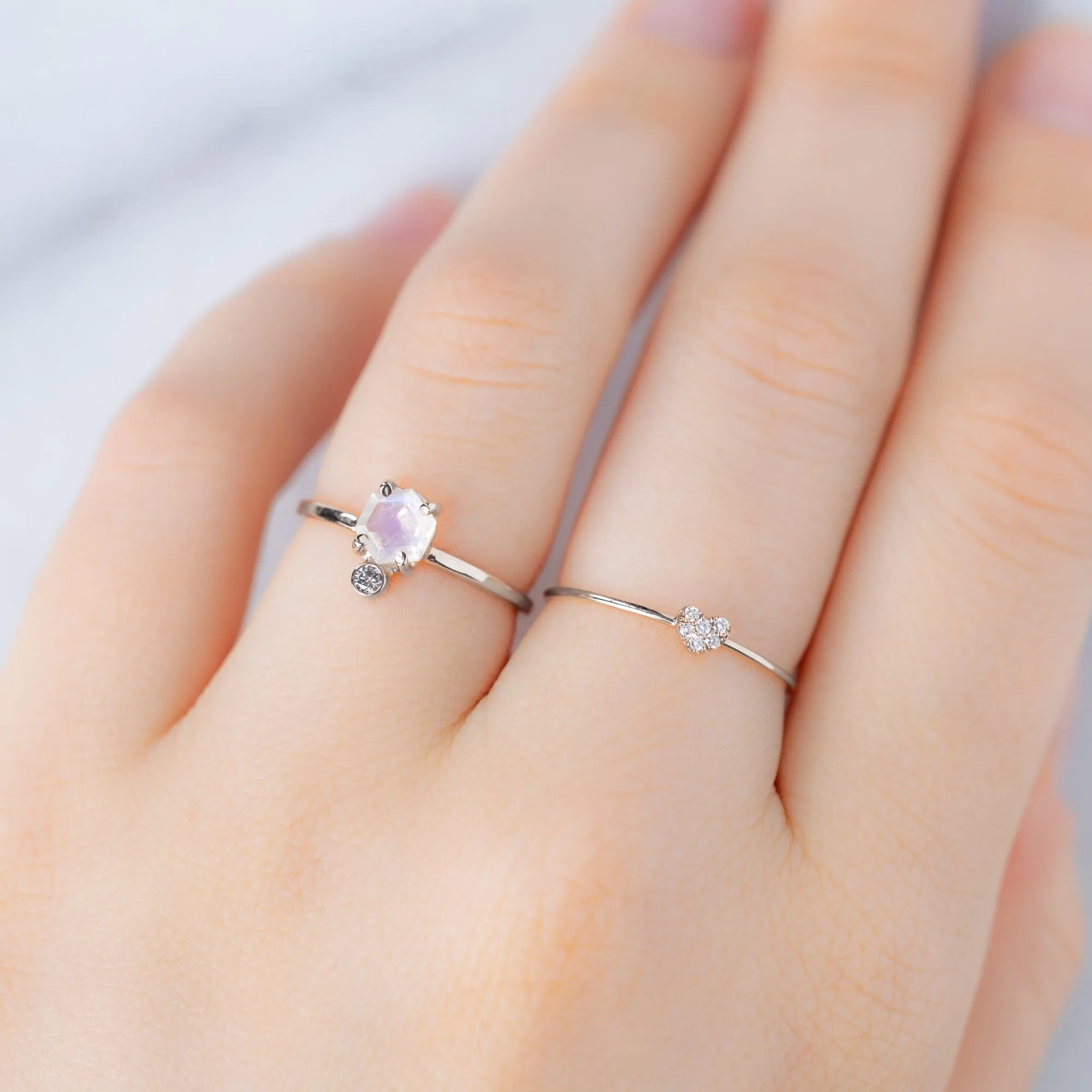 The Sweetheart White Diamond Pav Ring | Yellow, Rose or White Gold