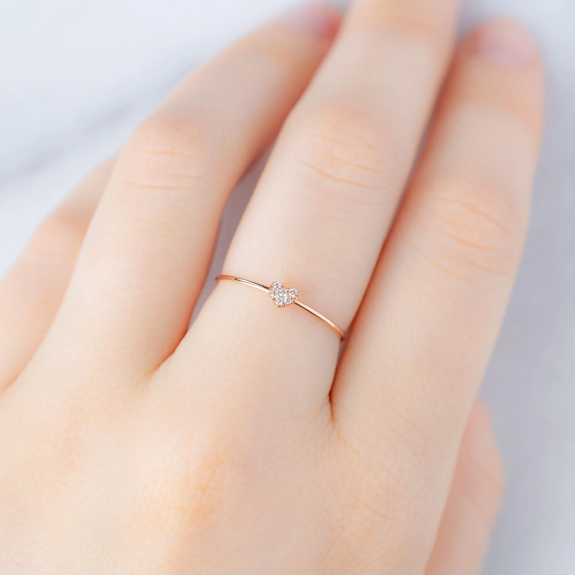 The Sweetheart White Diamond Pav Ring | Yellow, Rose or White Gold