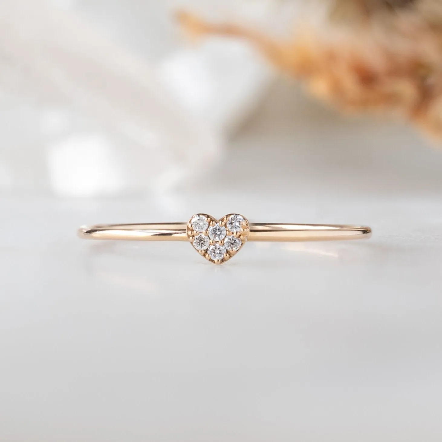 The Sweetheart White Diamond Pav Ring | Yellow, Rose or White Gold