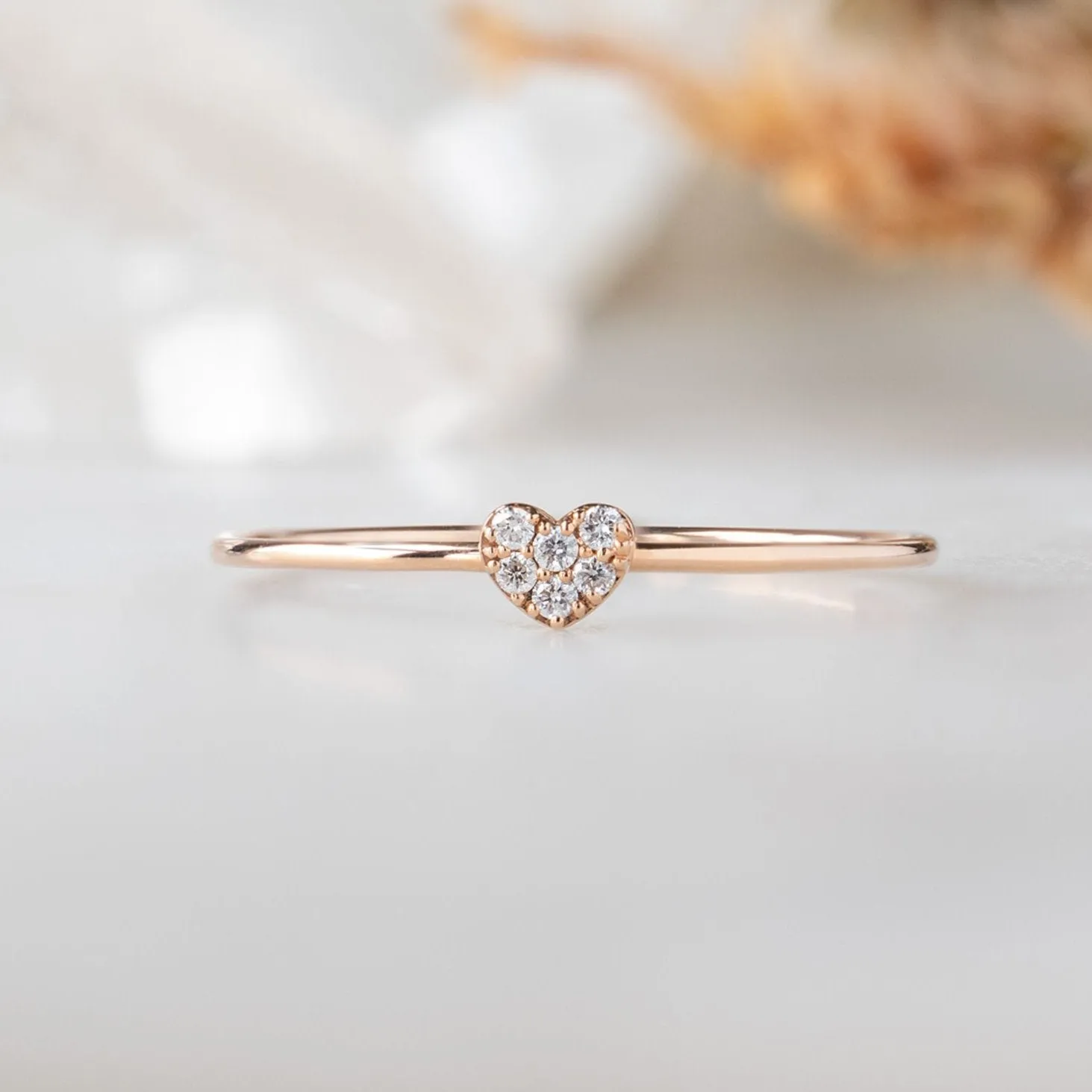 The Sweetheart White Diamond Pav Ring | Yellow, Rose or White Gold
