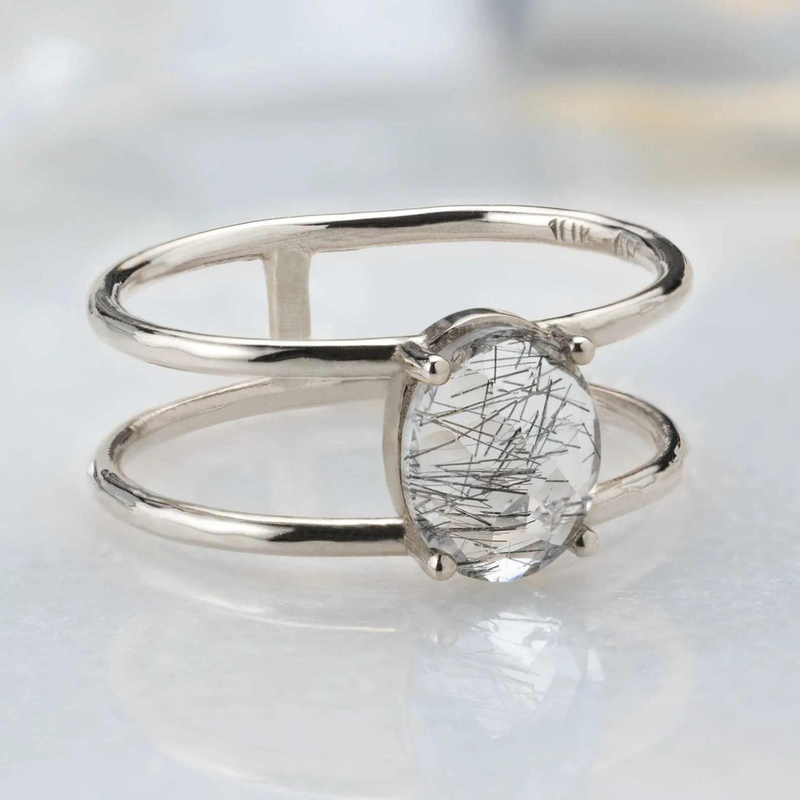 The Tourmaline in Quartz Cage Ring | Yellow, Rose, White or Sterling Silver