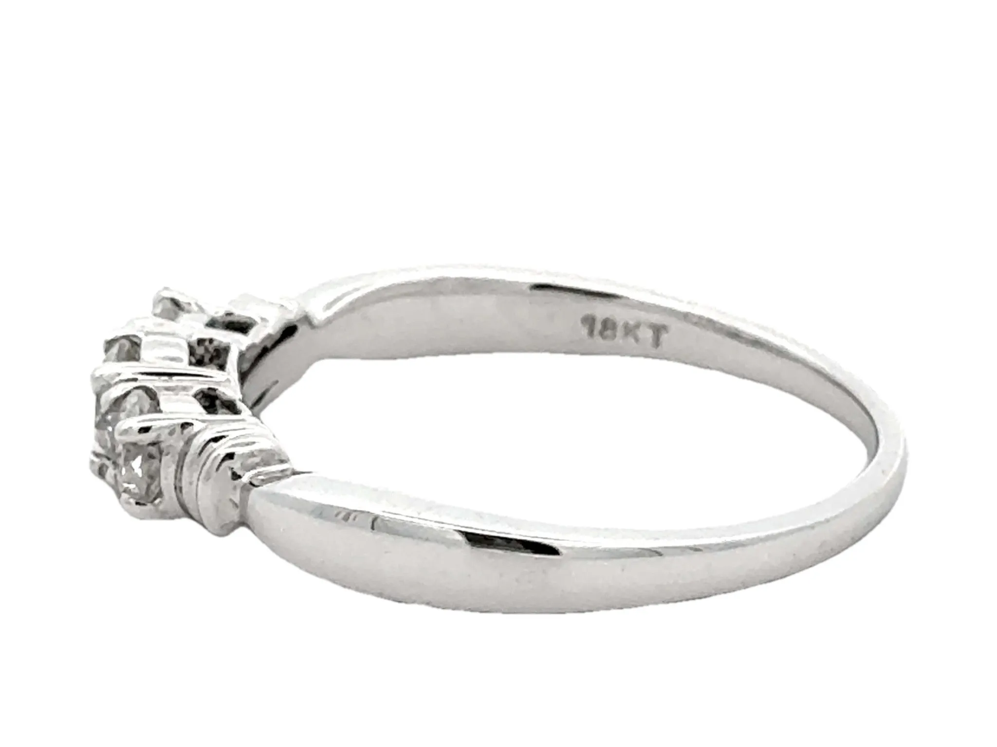 Three Brilliant Diamond Band Ring 18k White Gold