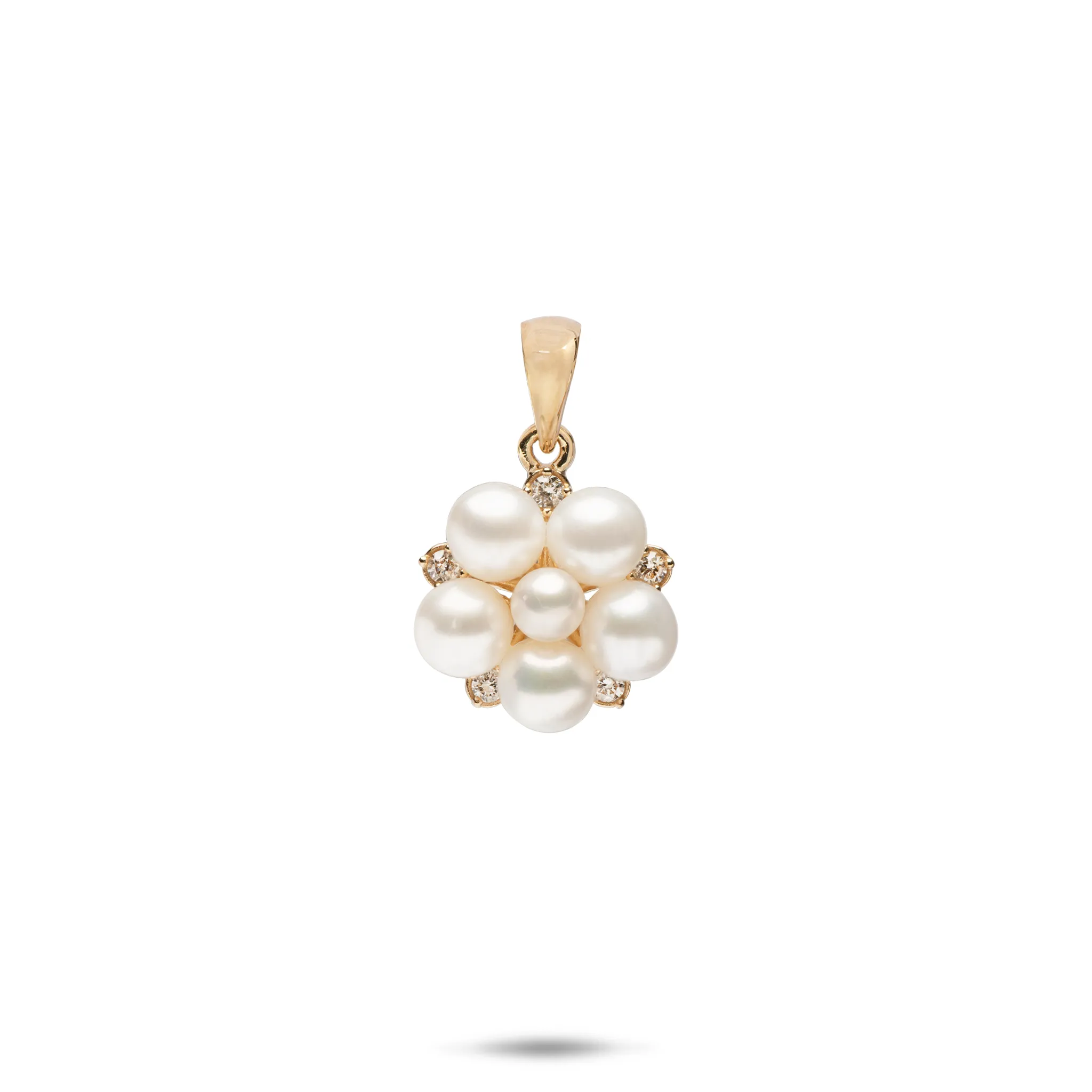 Tiny Bubbles Freshwater White Pearl Pendant in Gold with Diamonds