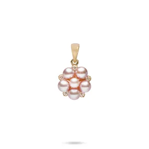 Tiny Bubbles Lavender Freshwater Pearl Pendant in Gold with Diamonds