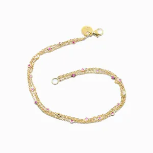 Triple Chain Bracelet in Pink Sapphires & Diamonds