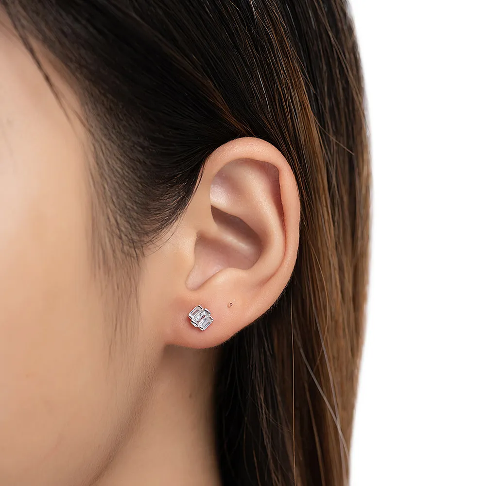 Triple CZ Stud Earrings