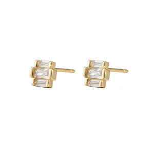 Triple CZ Stud Earrings