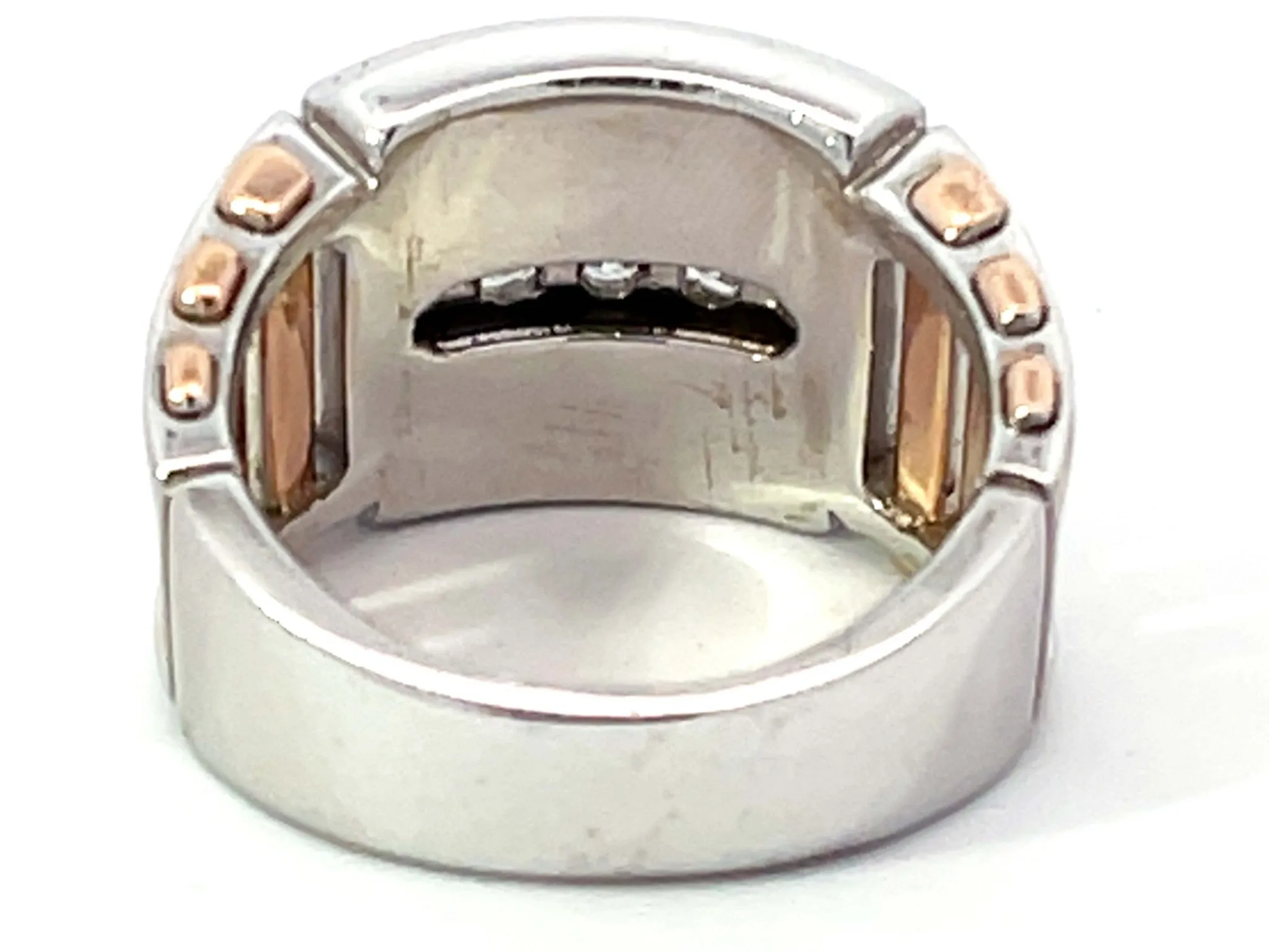 Two Toned 3 Diamond Row Ring in 14k White and Rose Gold