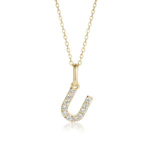 U Letter Pendant Yellow Gold