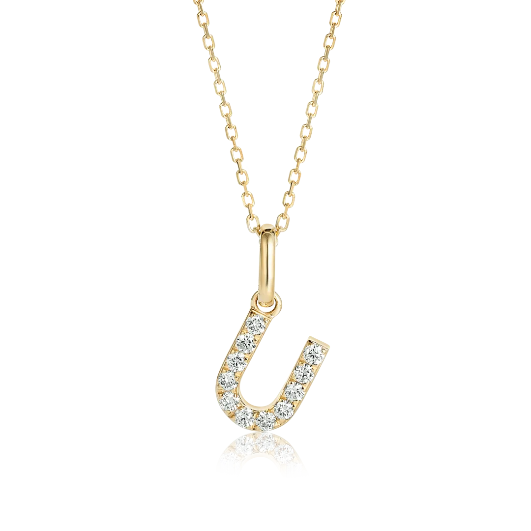 U Letter Pendant Yellow Gold