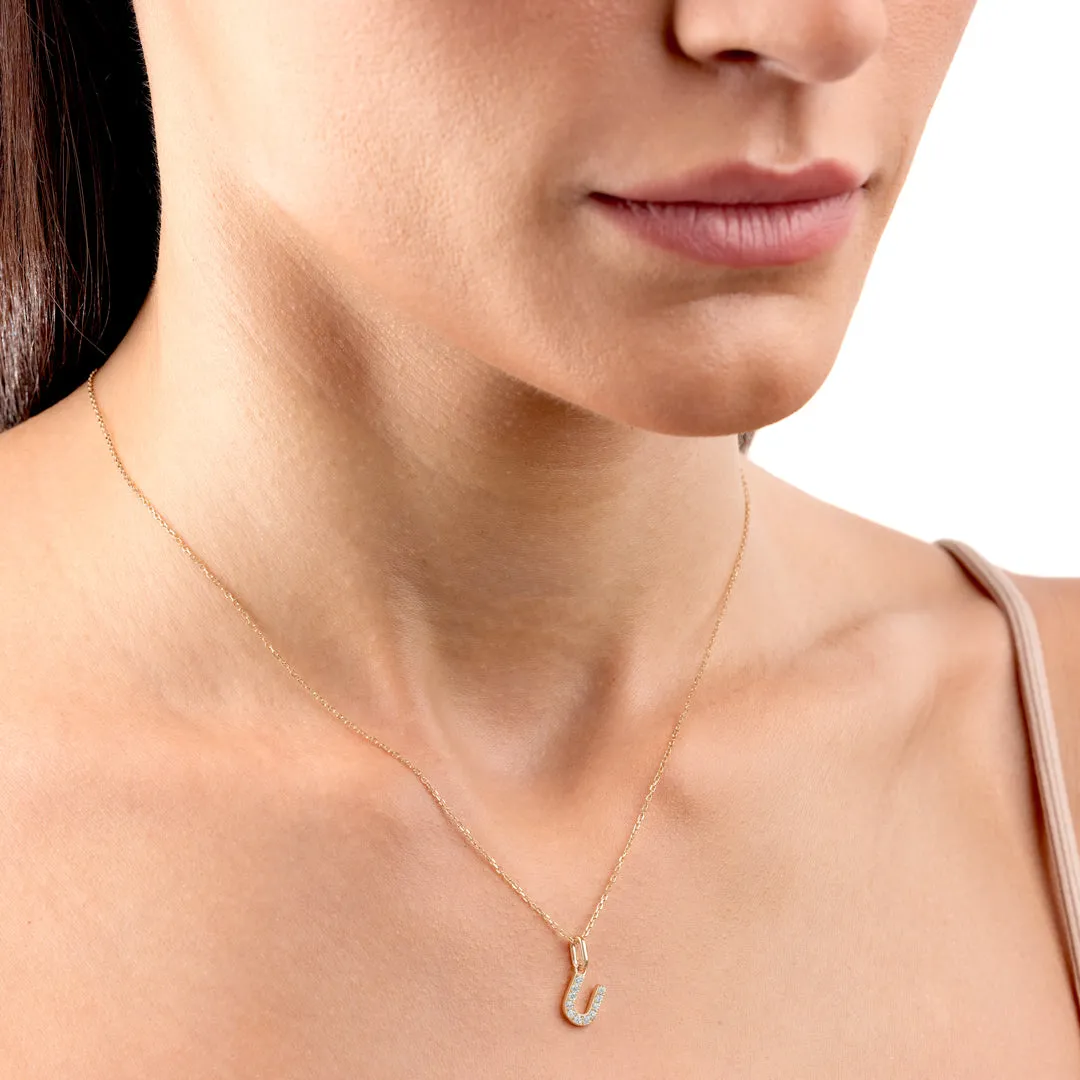 U Letter Pendant Yellow Gold