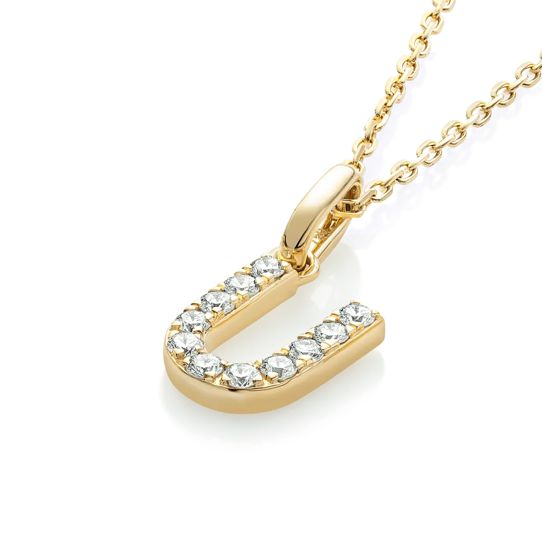 U Letter Pendant Yellow Gold