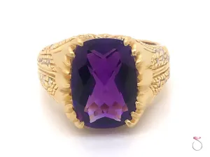 Unique Designer Amethyst & Diamond Ring, 5.00 Carat, 18K Yellow Gold