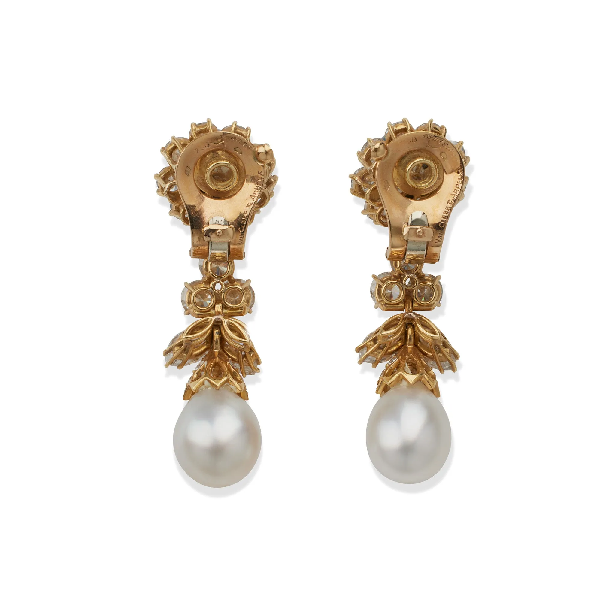 Van Cleef & Arpels Diamond and Pearl Clip Earrings