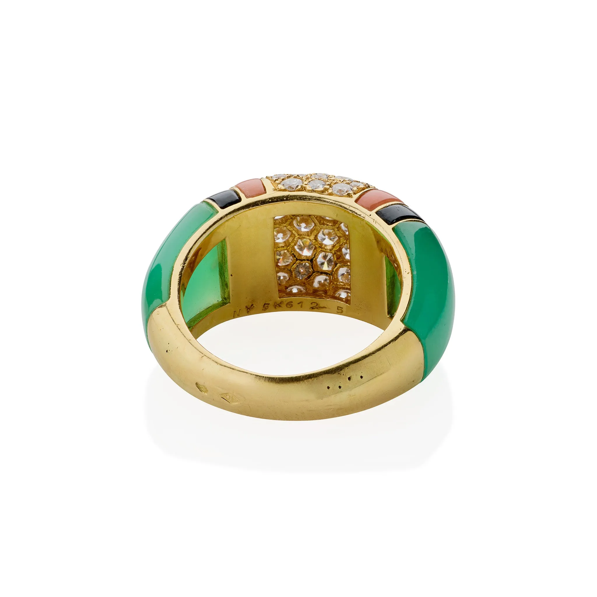 Van Cleef & Arpels Diamond, Chrysoprase and Coral Bomb?? Ring