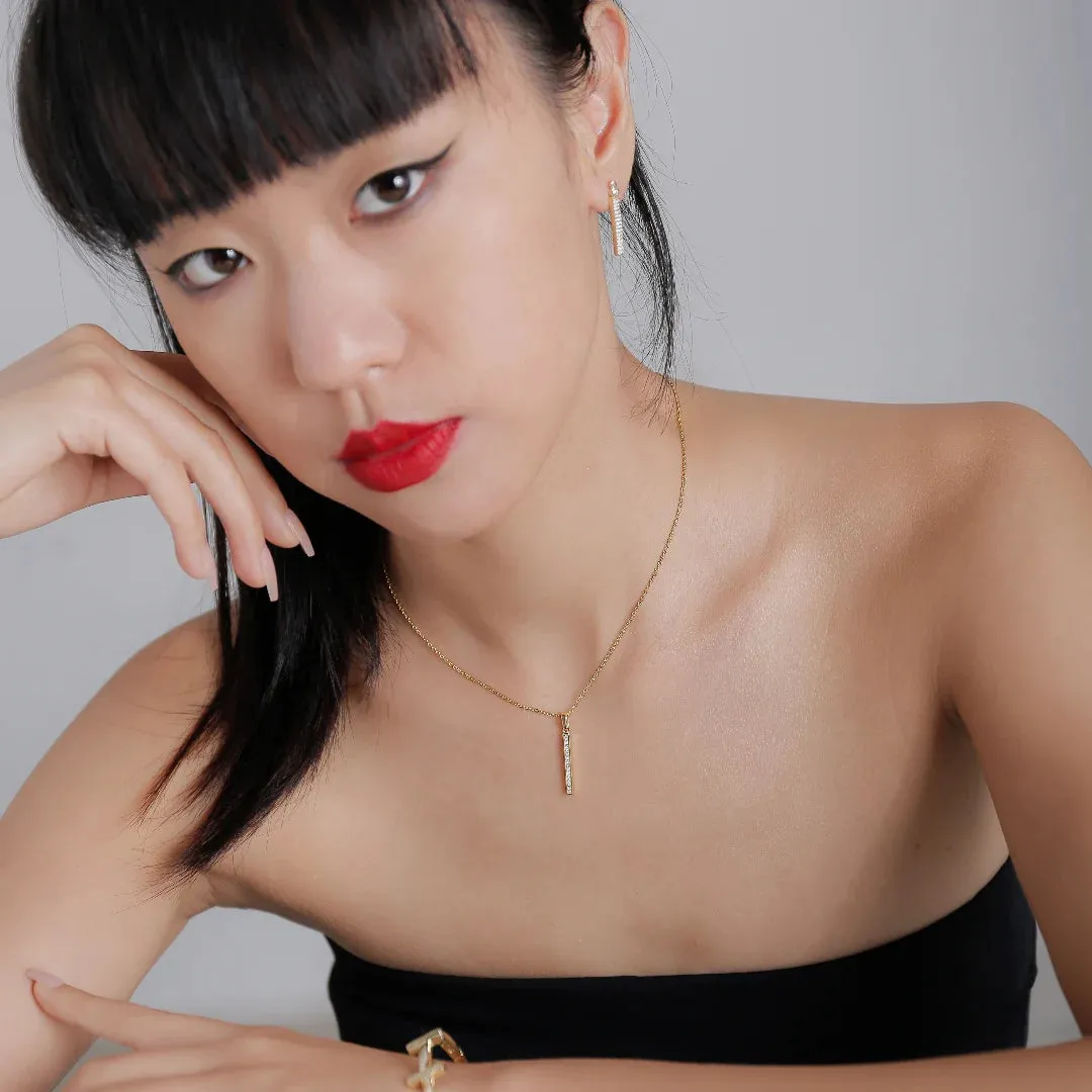 Vertical Pole Necklace The Comet Jewelry Set collection Designed by Tanin