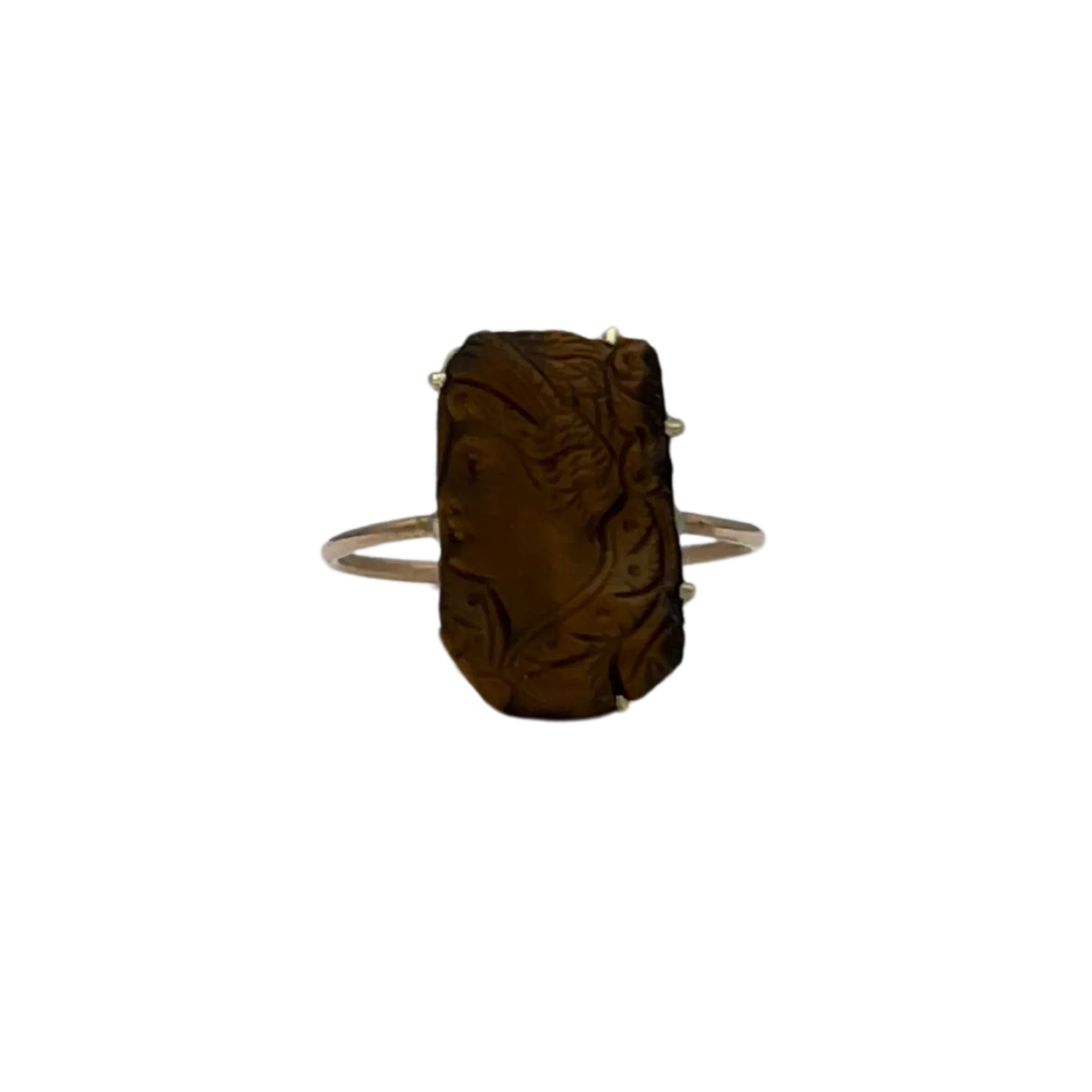 Victorian Tiger's eye Cameo Stickpin Ring