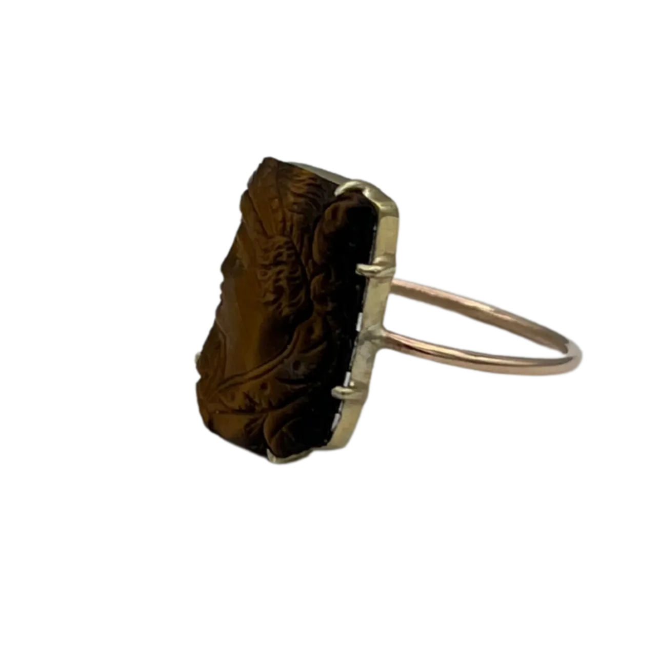 Victorian Tiger's eye Cameo Stickpin Ring