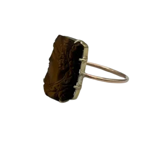 Victorian Tiger's eye Cameo Stickpin Ring