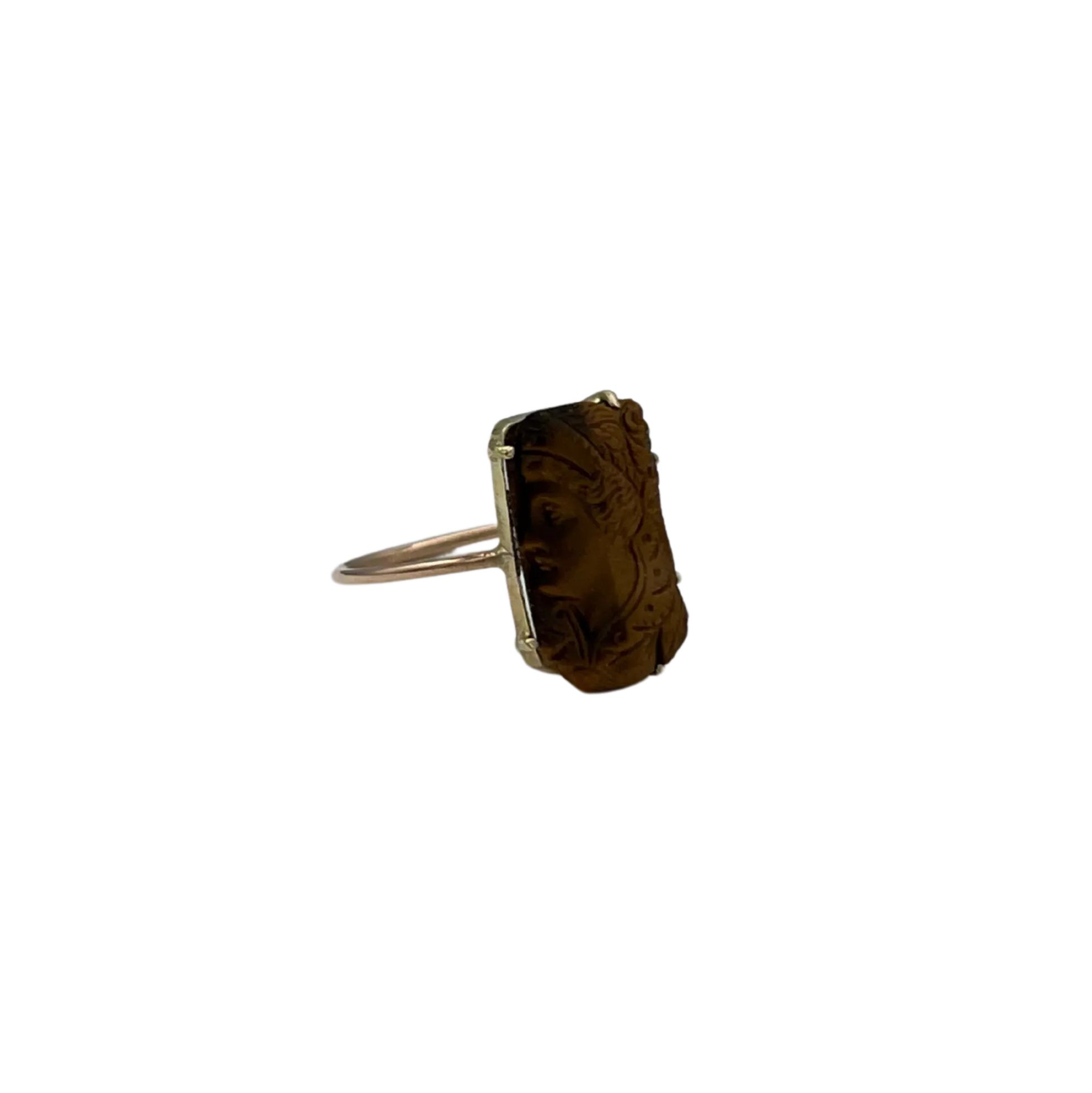 Victorian Tiger's eye Cameo Stickpin Ring