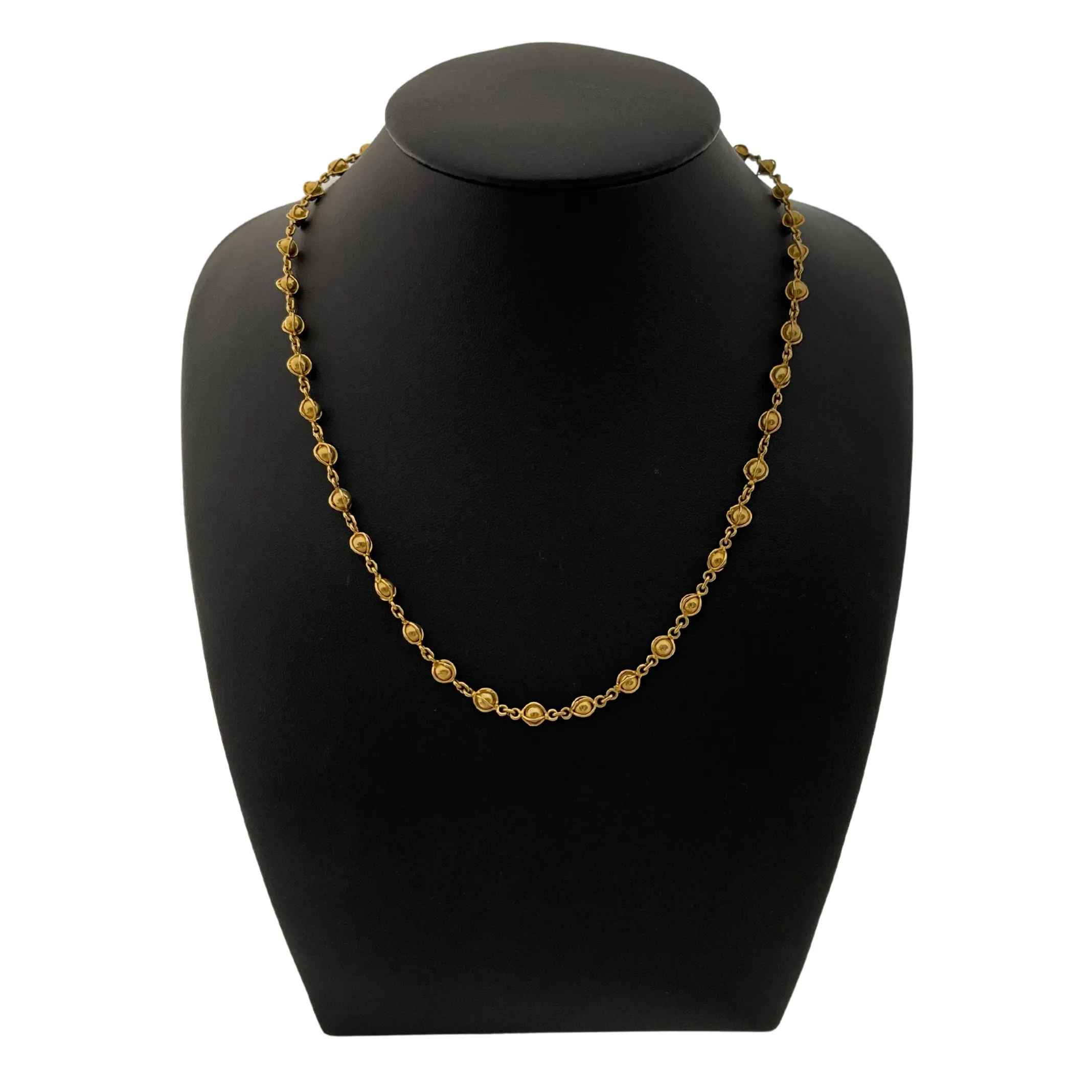 Vintage 17 1/2" Yellow Gold Fancy Ball Link Necklace