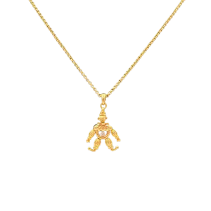 Vintage Chopard 18k 0.04ct Happy Diamonds Clown Moveable Pendant Necklace - 22"