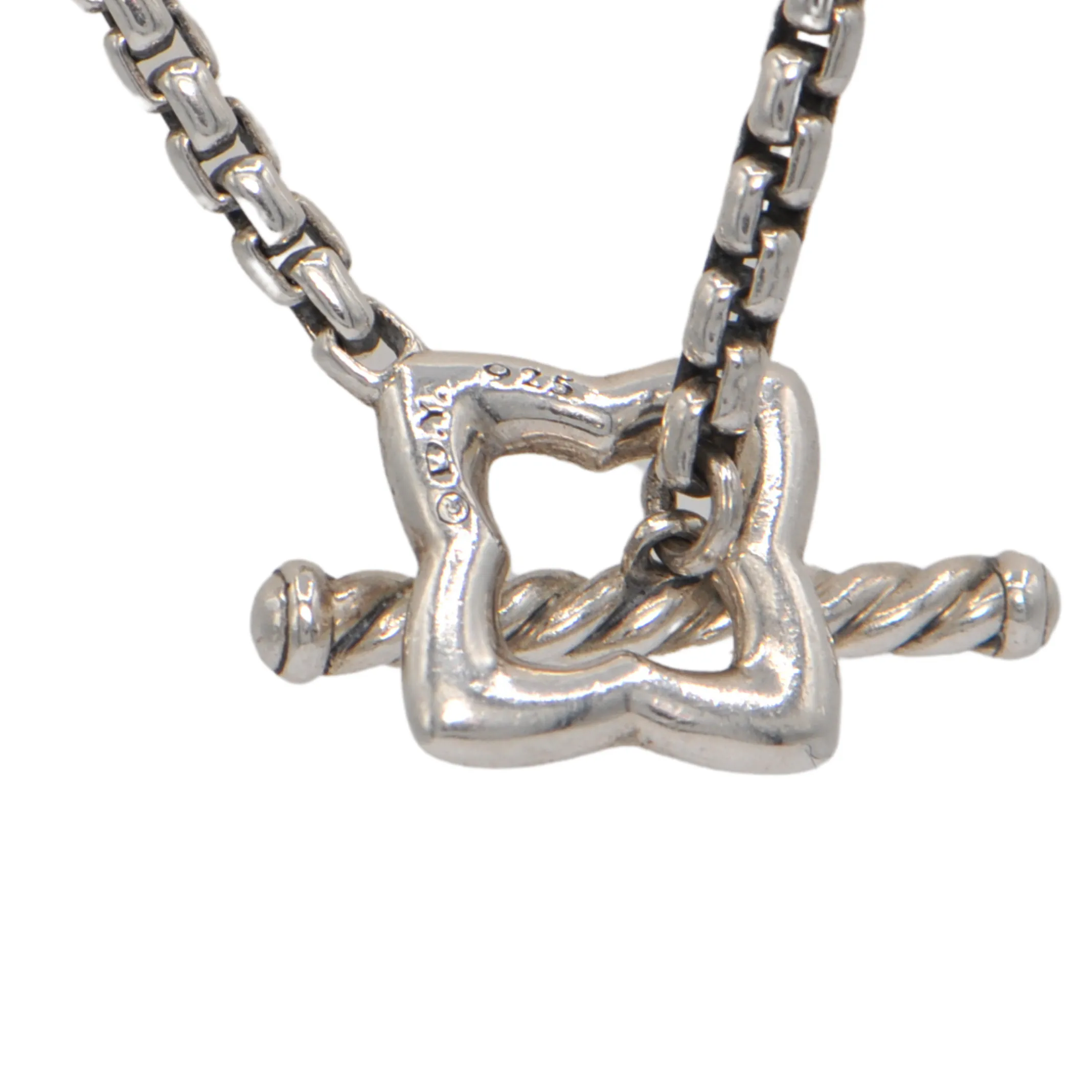 Vintage David Yurman Sterling Silver Quatrefoil Box Chain Necklace
