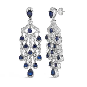Vintage Inspired Chandelier Earrings in Blue Sapphire