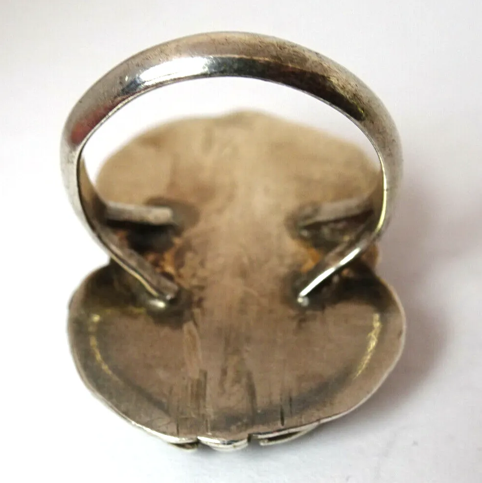 Vintage Old Pawn Native American Sterling Silver Turquoise Feather  Ring Size 5