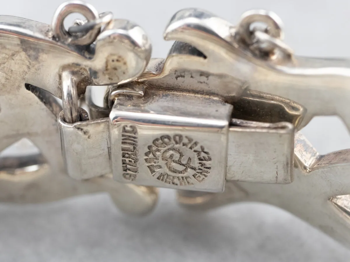 Vintage Taxco Sterling Silver Patterned Link Bracelet