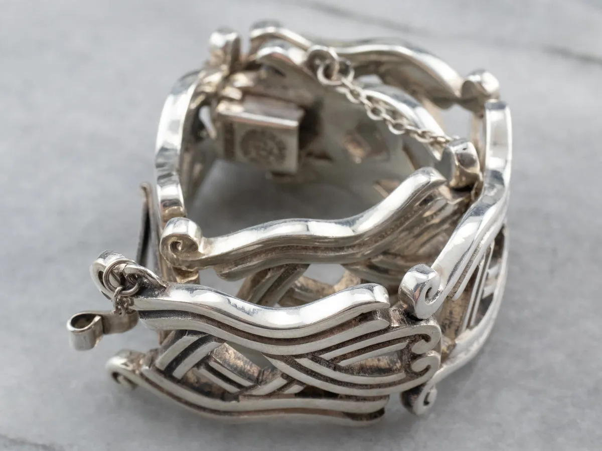 Vintage Taxco Sterling Silver Patterned Link Bracelet