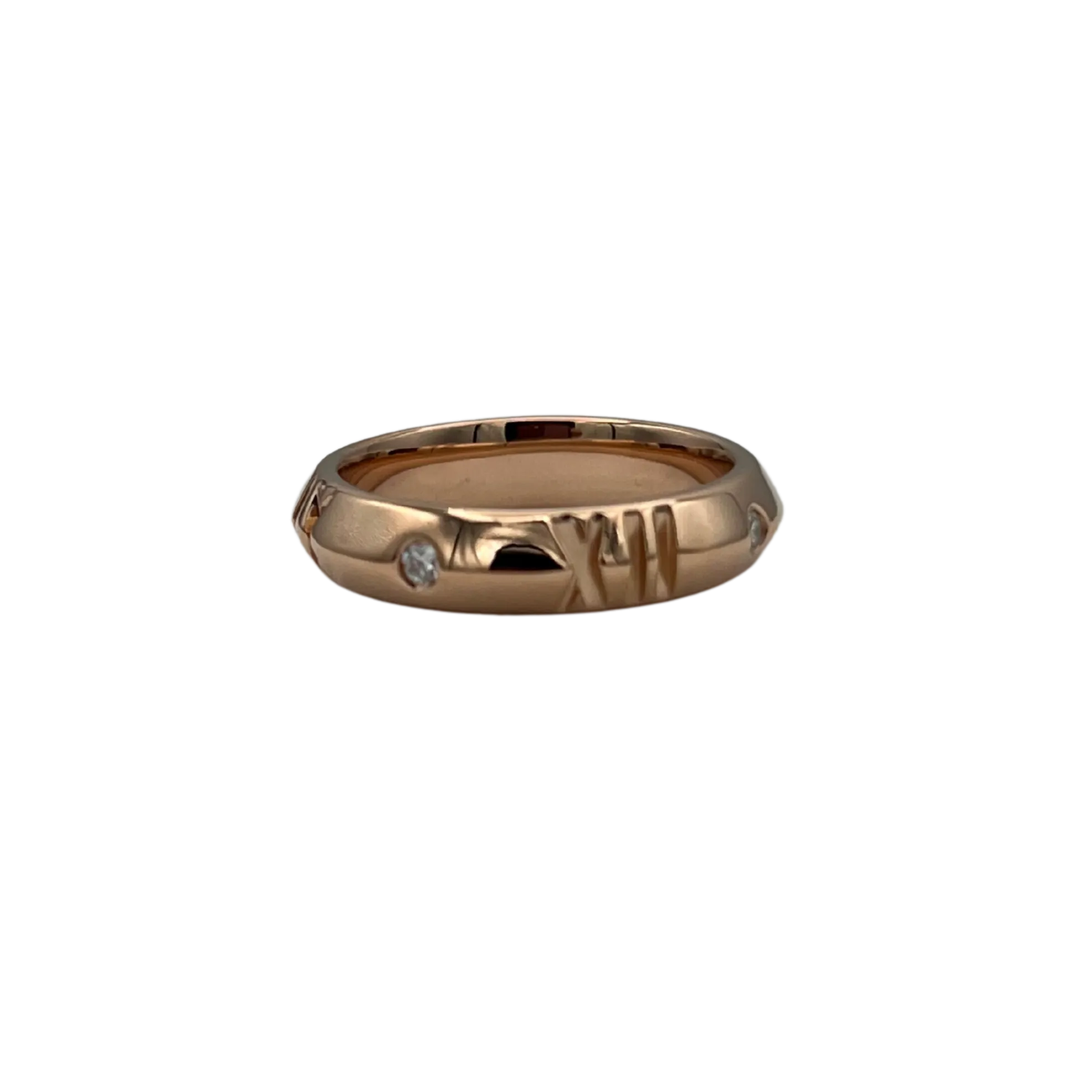 Vintage Tiffany & Co. Atlas X Closed 0.10ct 18k Rose Gold Diamond band