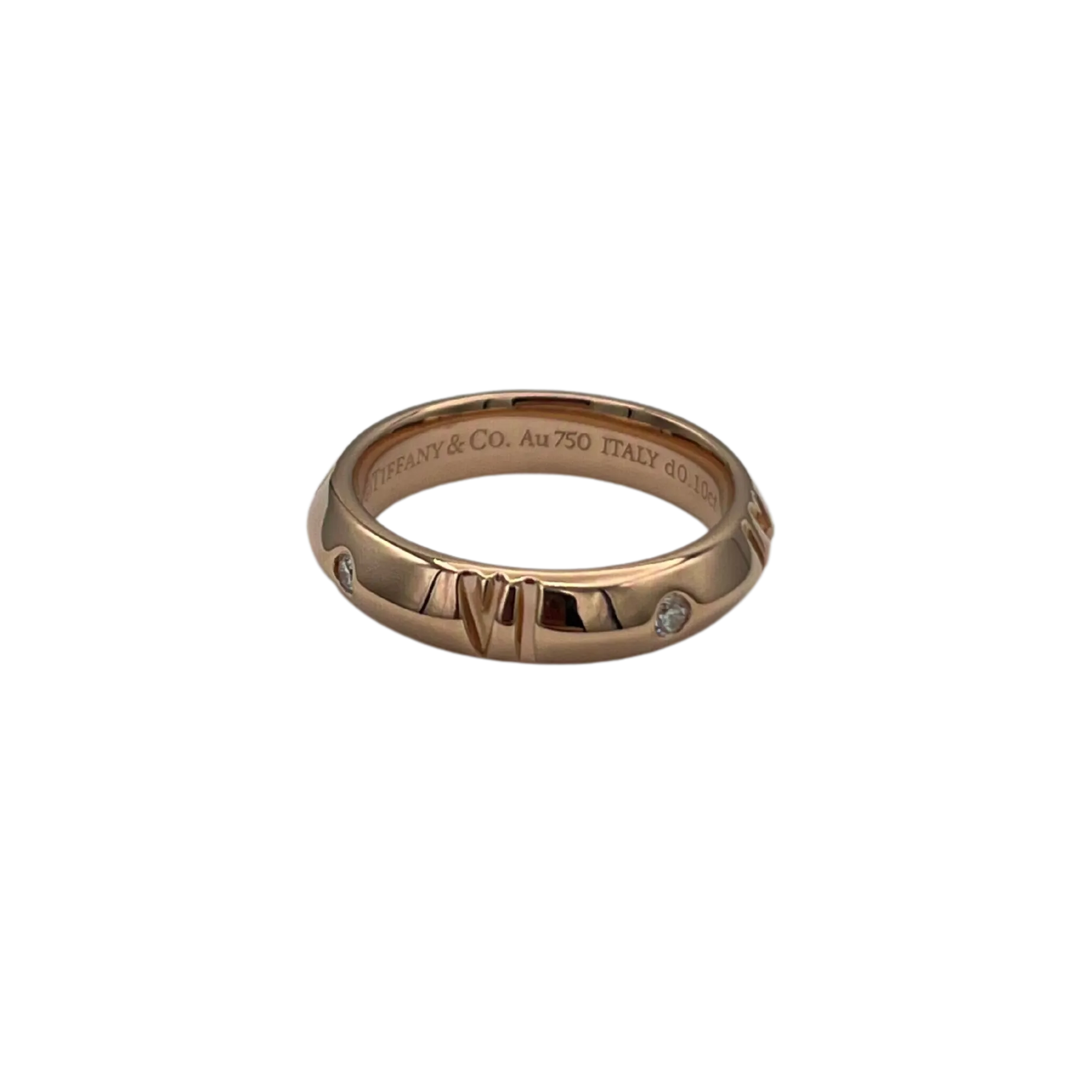 Vintage Tiffany & Co. Atlas X Closed 0.10ct 18k Rose Gold Diamond band