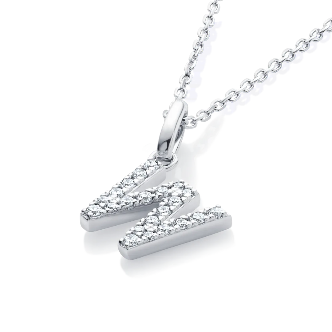 W Letter Pendant White Gold