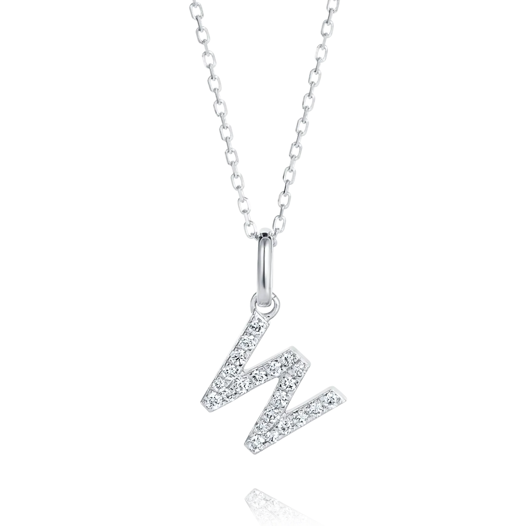 W Letter Pendant White Gold