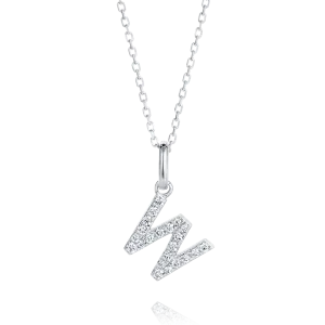 W Letter Pendant White Gold