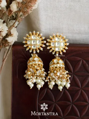 White Color Gold Plated Jadau Kundan Earrings - ME1032Y