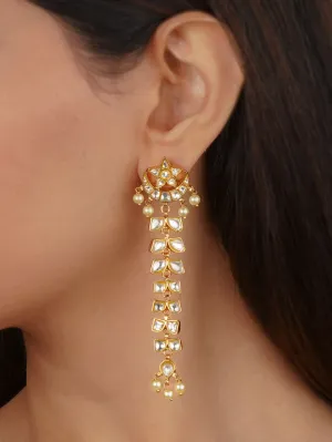 White Color Gold Plated Thappa Jadau Kundan Earrings - TJ-E123