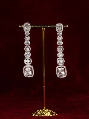 White Color Silver Plated Faux Diamond Earrings - CZEAR612