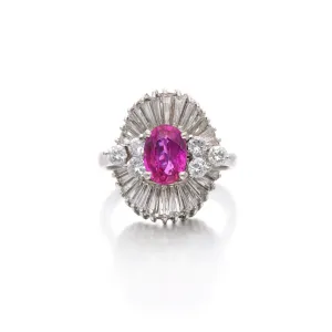 White Gold, 1.10ct Pink Sapphire and Diamond Ring