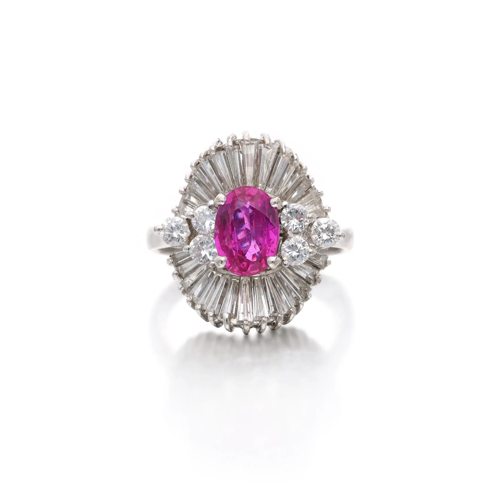 White Gold, 1.10ct Pink Sapphire and Diamond Ring