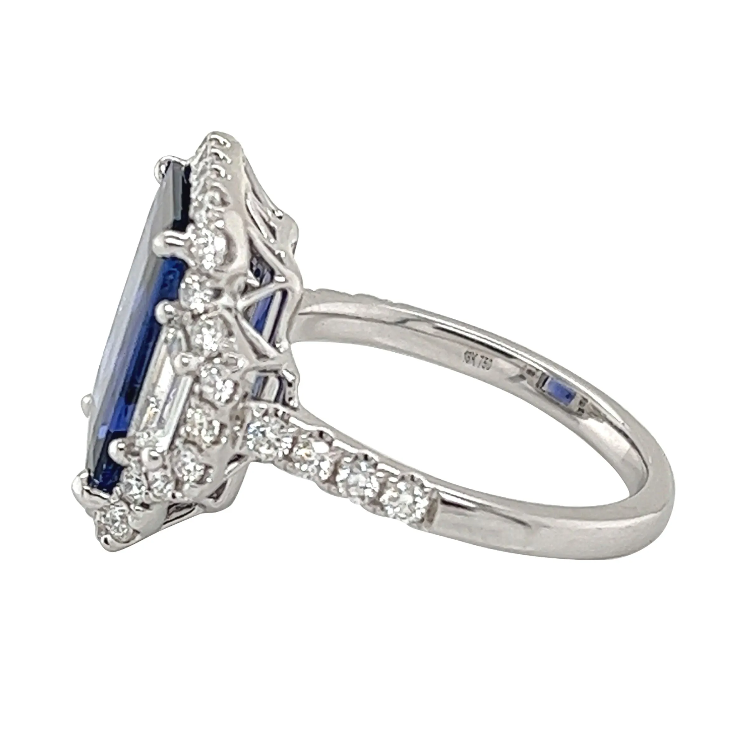 White Gold, 5.81ct Ceylon Sapphire and Diamond Ring